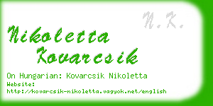 nikoletta kovarcsik business card